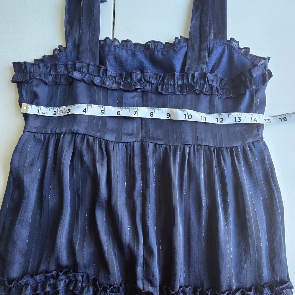 Lulus Day for Romance Navy Blue Tie-Strap Tiered Midi Dress size S - Picture 13 of 16